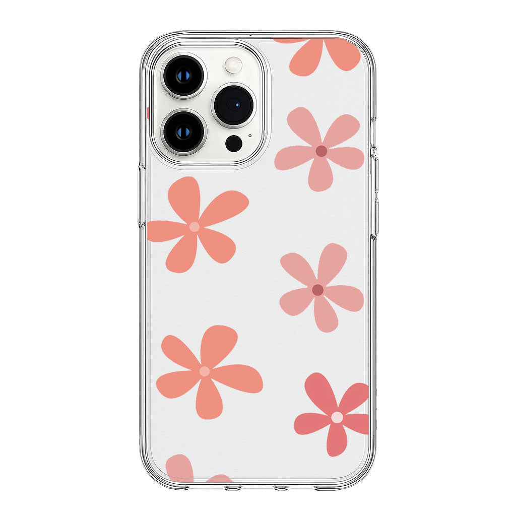 Minimal Pink Floral Design Clear Silicone Cover