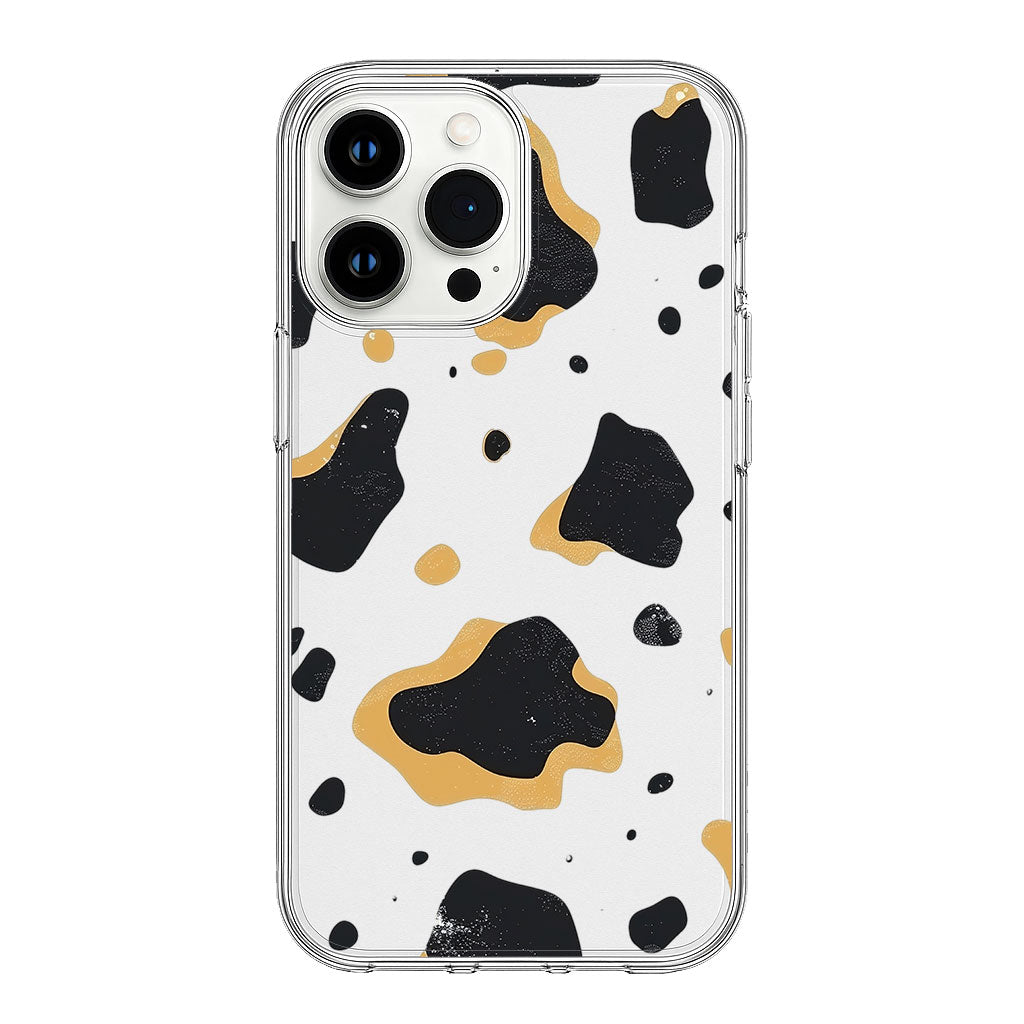 Abstract Cow Print,Black and Tan Blotches Clear Silicone Cover