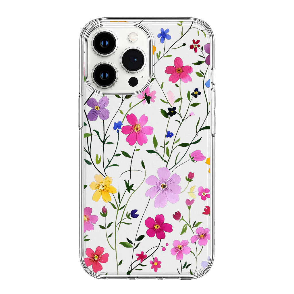 Vibrant Multicolor Floral Design Clear Silicone Cover