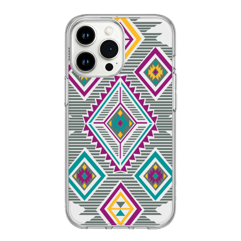 Vibrant Tribal Diamond Pattern Clear Silicone Cover