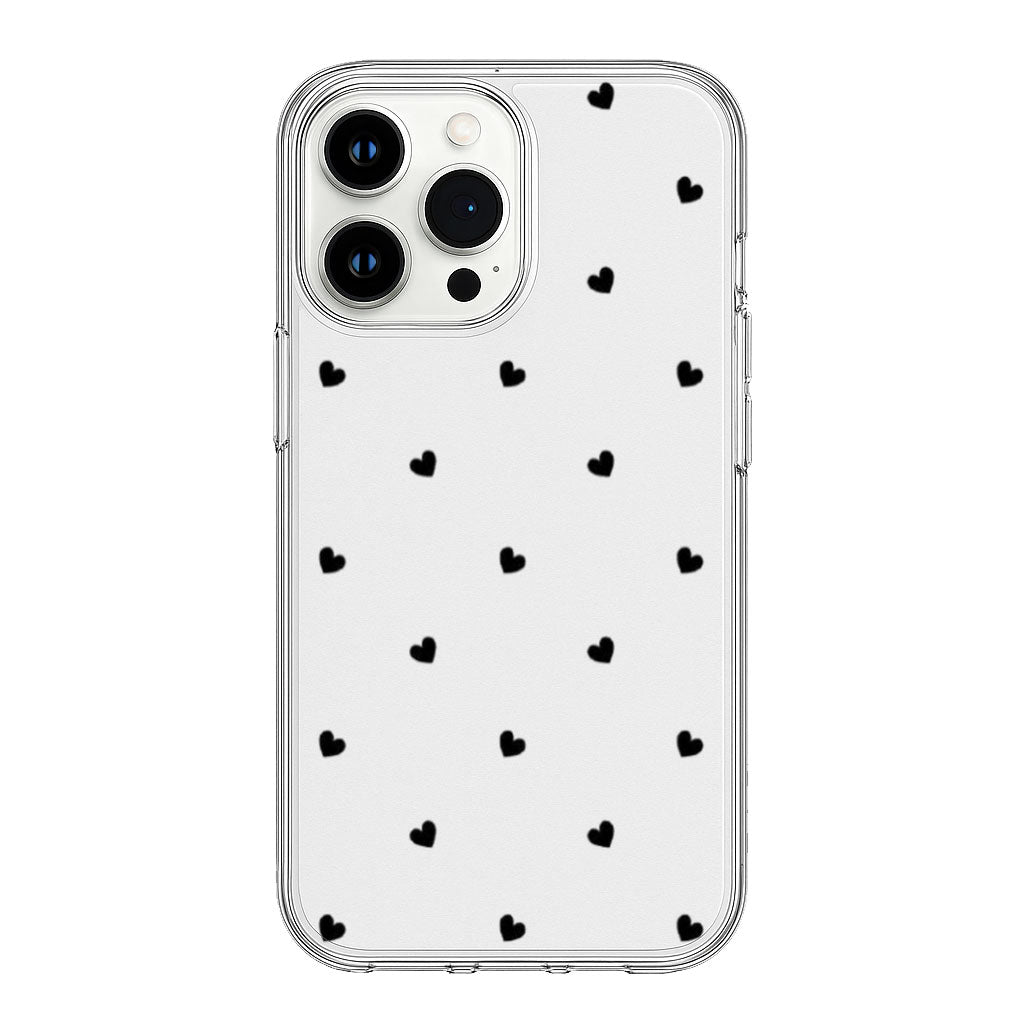 Minimalist Black Heart Pattern Clear Silicone Cover