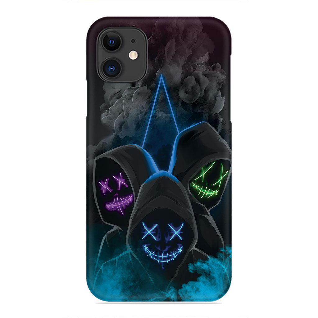 Neon Anarchy – Glowing Masked Reapers Phone Case