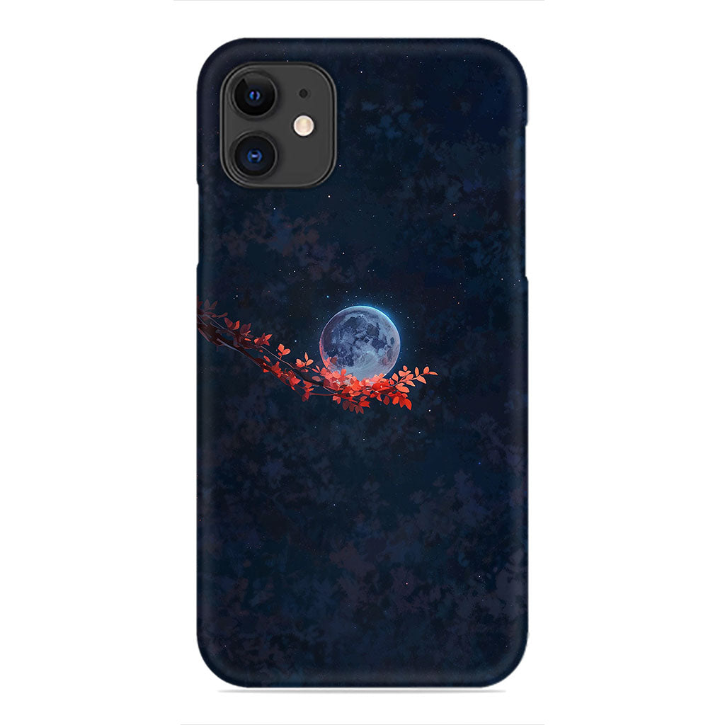 Lunar Blossom Phone Case – Full Moon with Red Leaves Phone Case