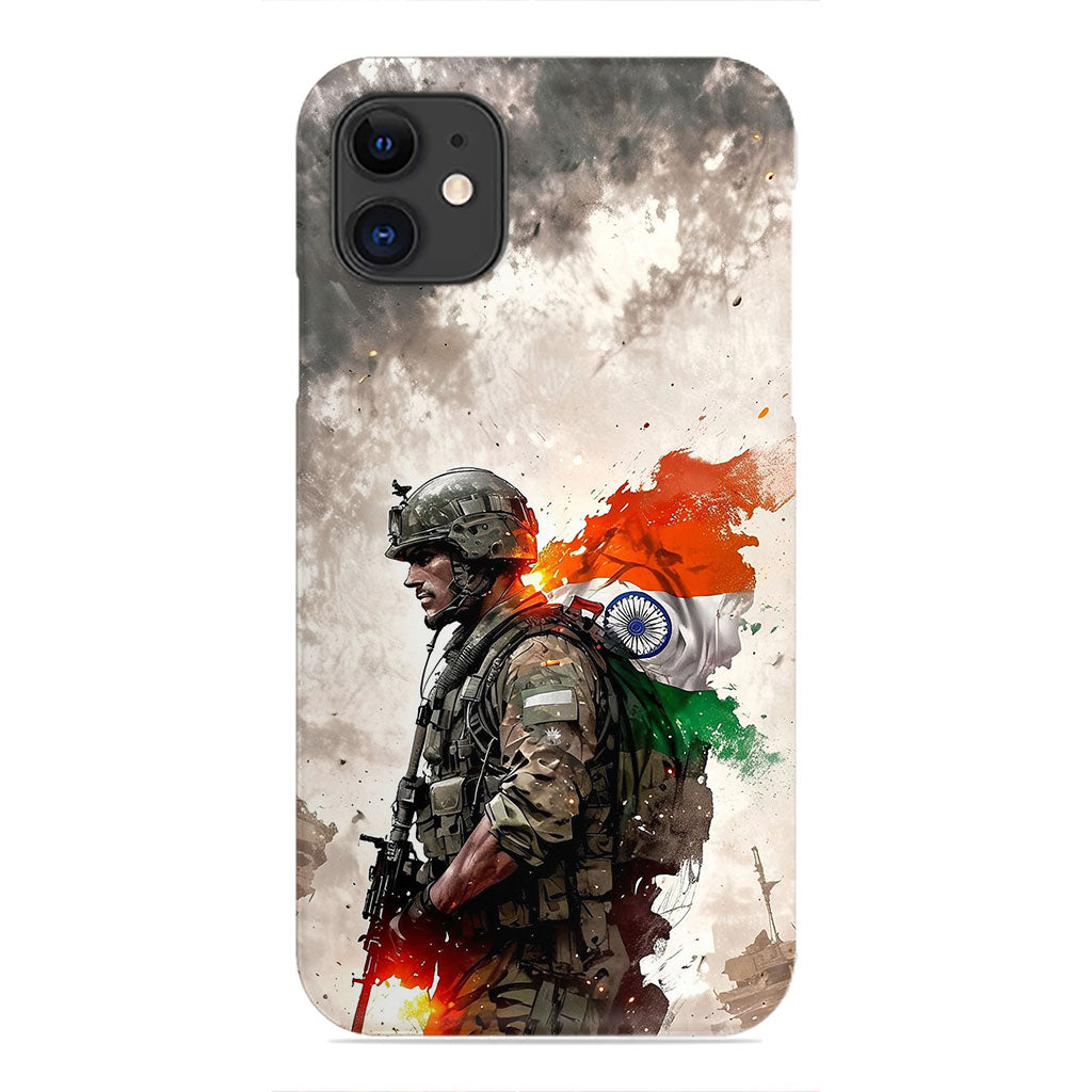 Indian Army Pride Phone Case – Soldier with Tricolor Flag Phone Case