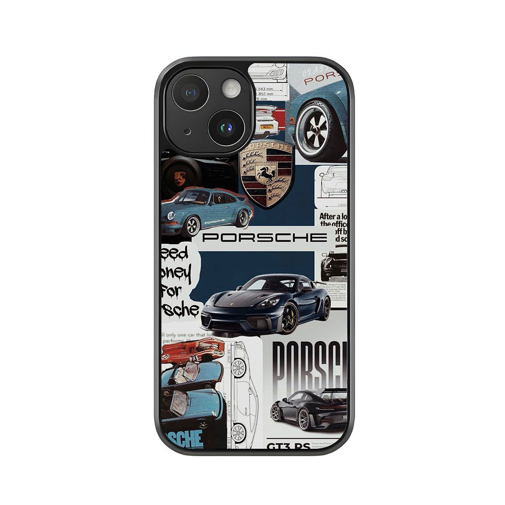 Porsche Automotive Collage Phone Case - Vintage Car Design Metal Case