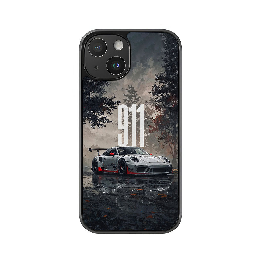 Porsche 911 GT3 RS Rainy Street Phone Case - Automotive Design Metal Case