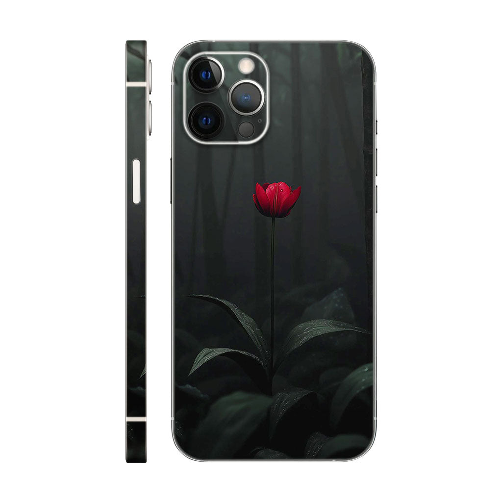Solitary Red Tulip Phone Case - Dark Forest Design 6D Skin