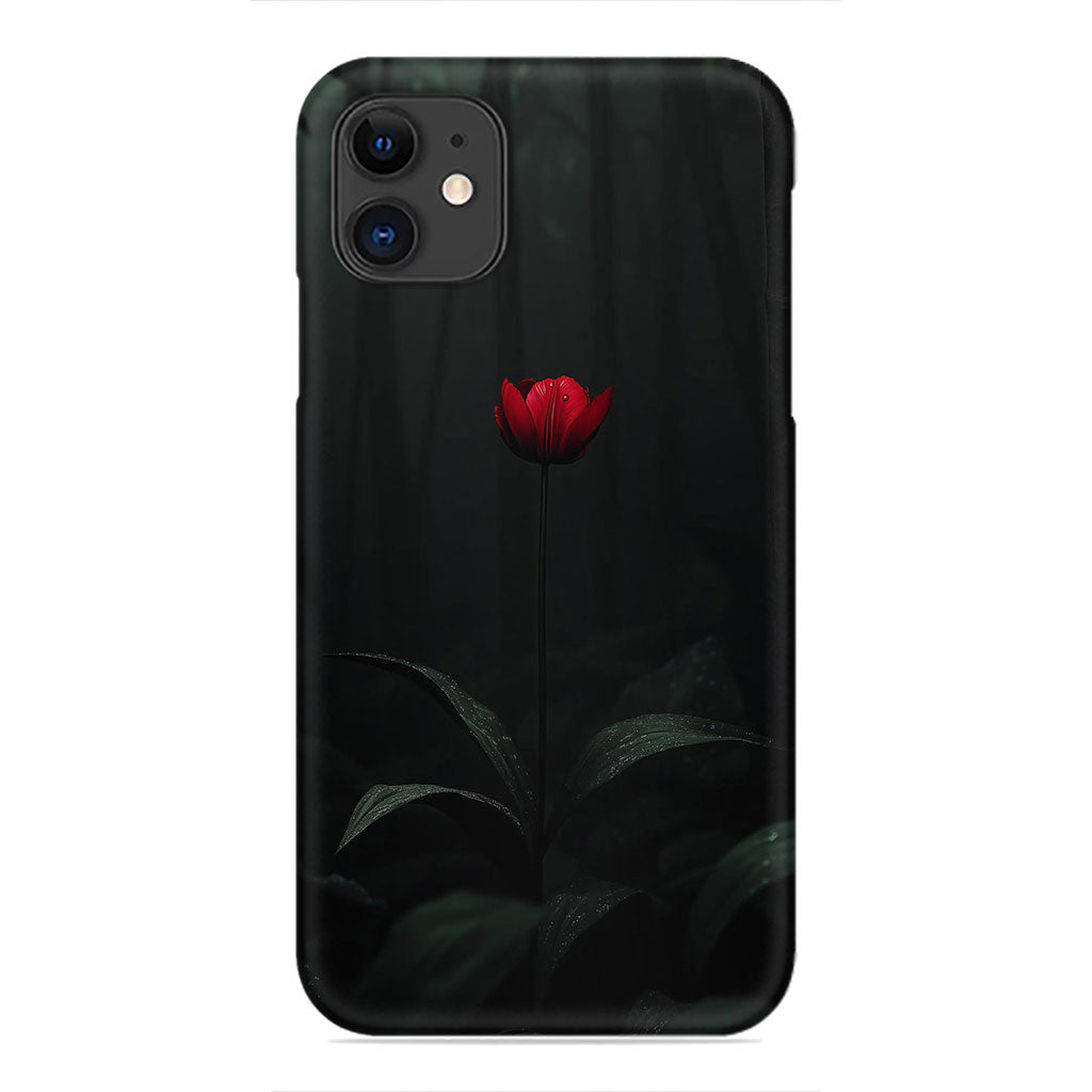 Solitary Red Tulip Phone Case - Dark Forest Design
