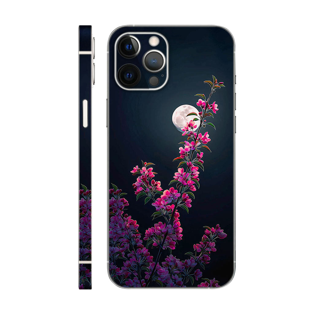 Pink Cherry Blossom Phone Case - Full Moon and Night Design 6D Skin