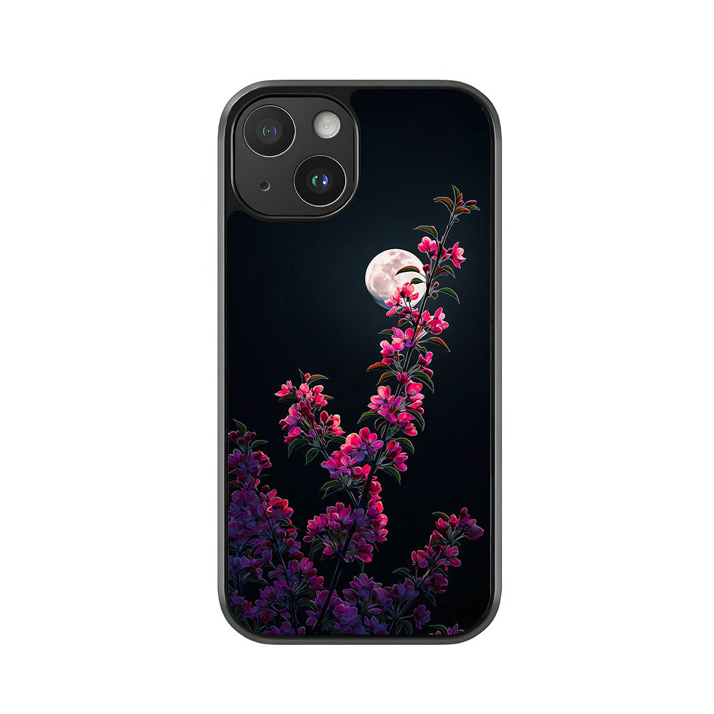 Pink Cherry Blossom Phone Case - Full Moon and Night Design Metal Case