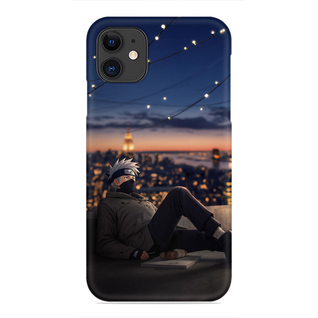 Kakashi Hatake Rooftop Phone Case - City Night View Design