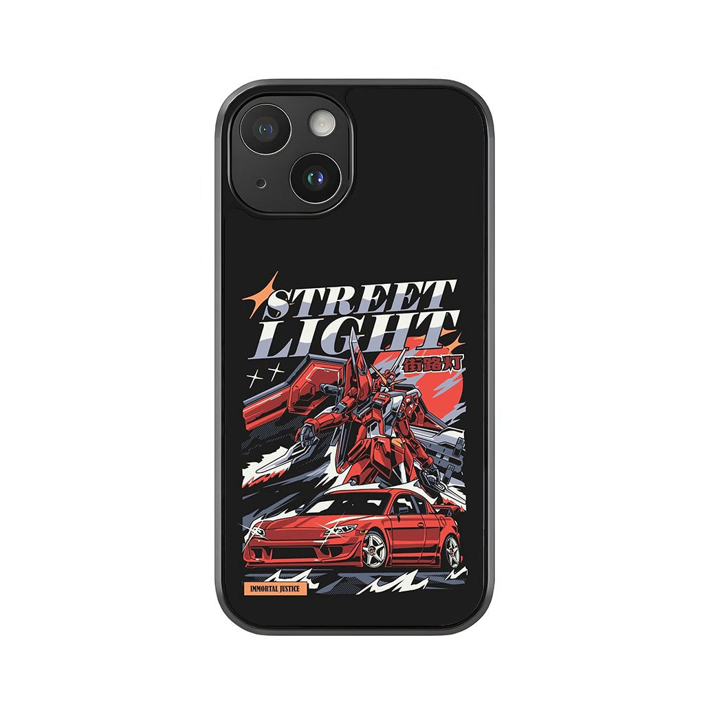 Gundam & Sports Car Phone Case - Street Light Design Metal Case