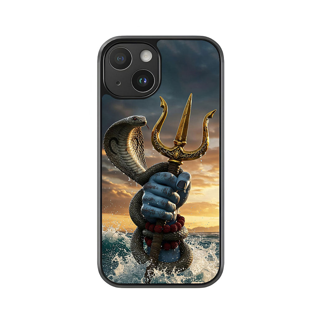 Lord Shiva's Trishul and Cobra Phone Case - Mythological Design Metal Case