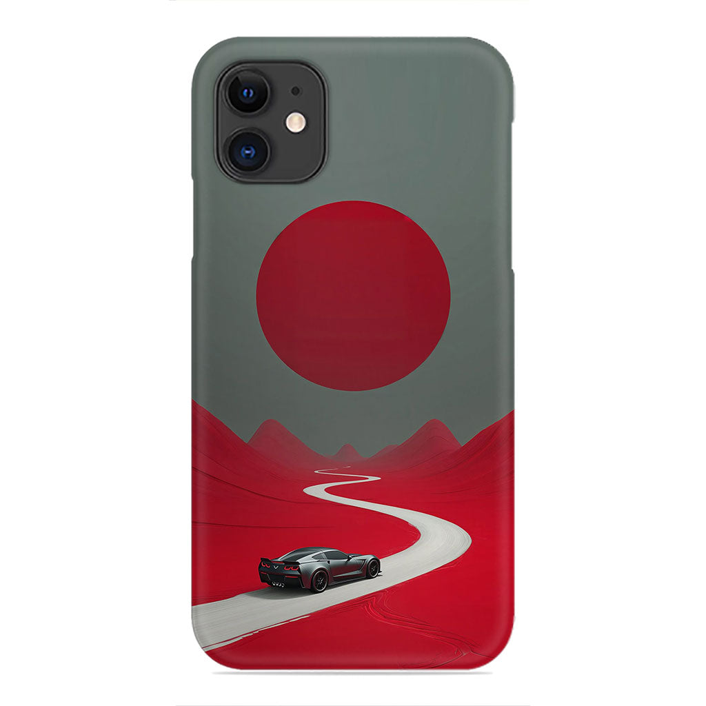 Corvette Sports Car Phone Case - Surreal Sunset Design