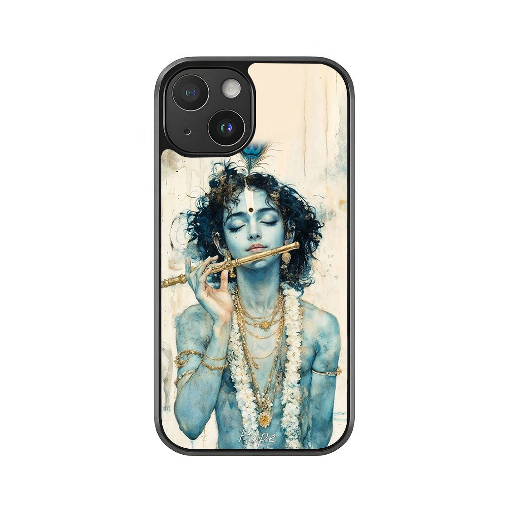 Lord Krishna Flute Phone Case - Watercolor Divine Design Metal Case