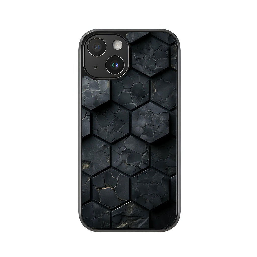 Hexagon Phone Case - Cracked Stone Pattern Design Metal Case