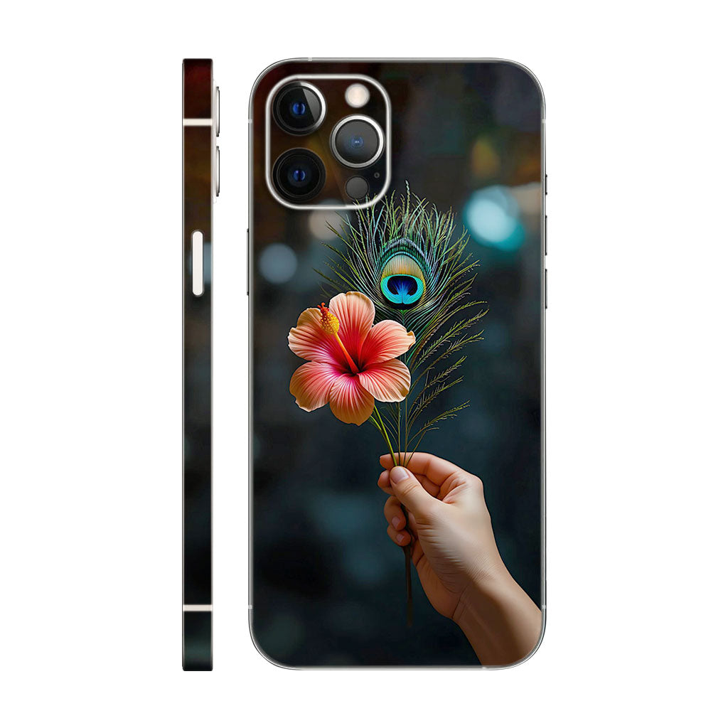 Flower & Peacock Feather Phone Case - Nature Art Design 6D Skin