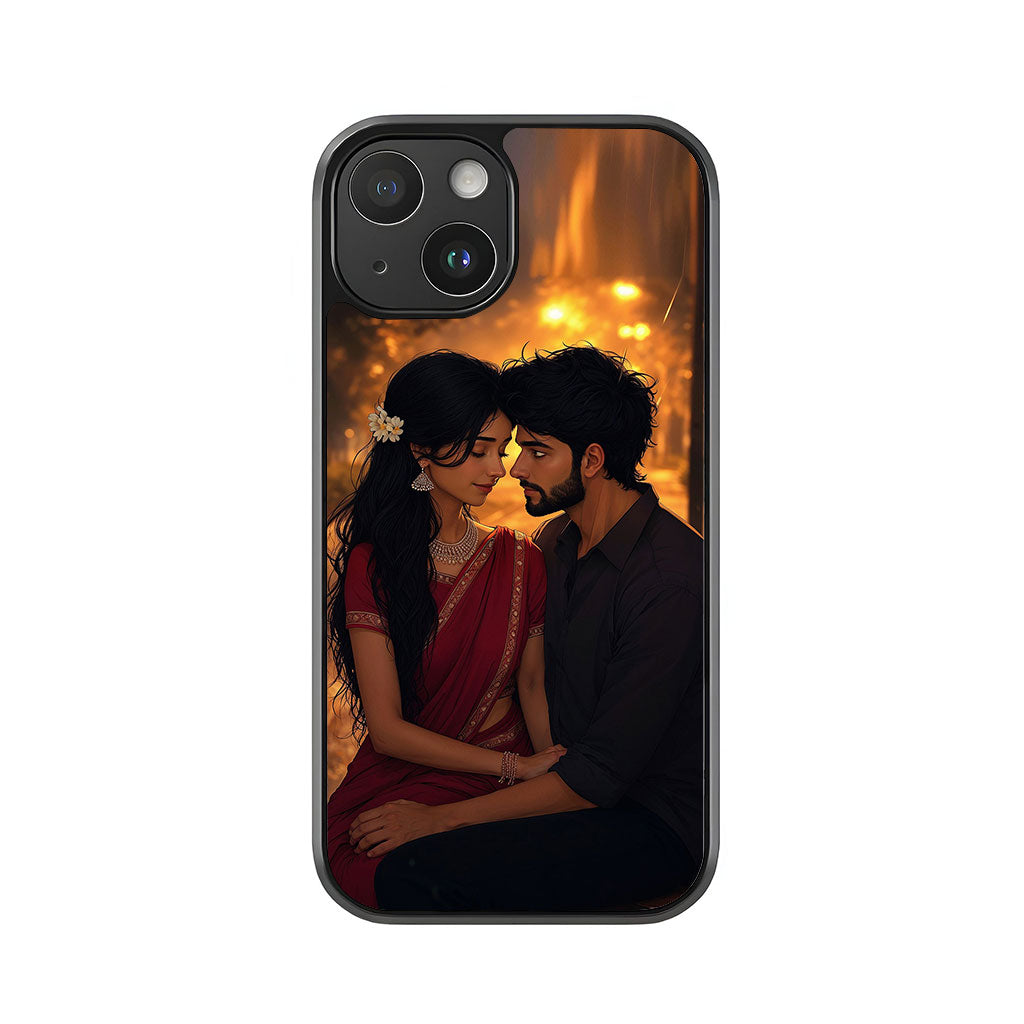 Romantic Couple Phone Case - Golden Hour Portrait Design Metal Case
