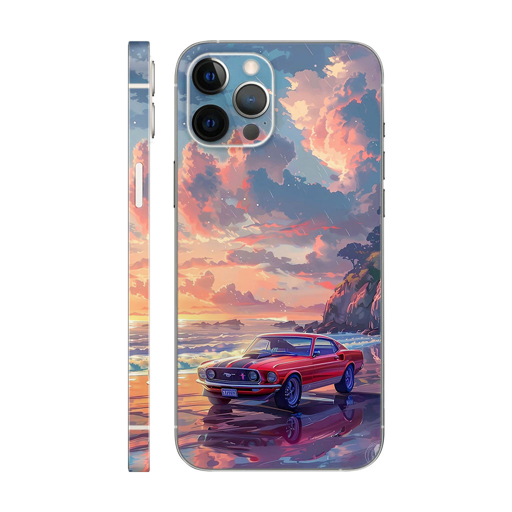 Red Mustang Phone Case - Sunset Beach Design 6D Skin