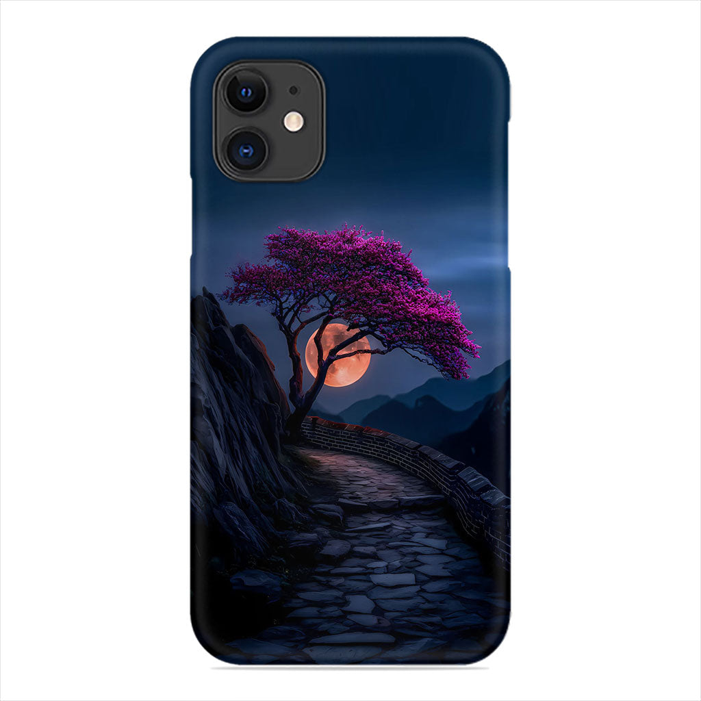 Pink Tree Phone Case - Great Wall & Full Moon Design