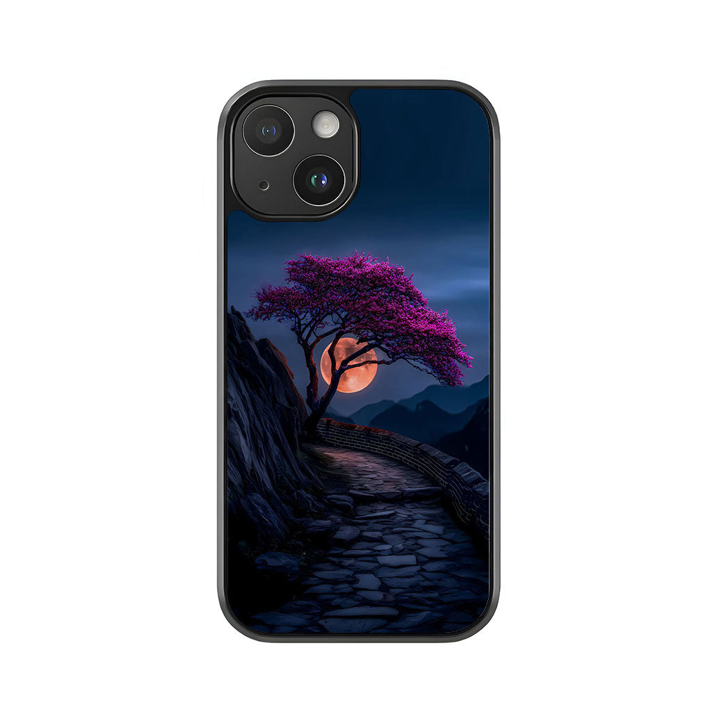 Pink Tree Phone Case - Great Wall & Full Moon Design Metal Case