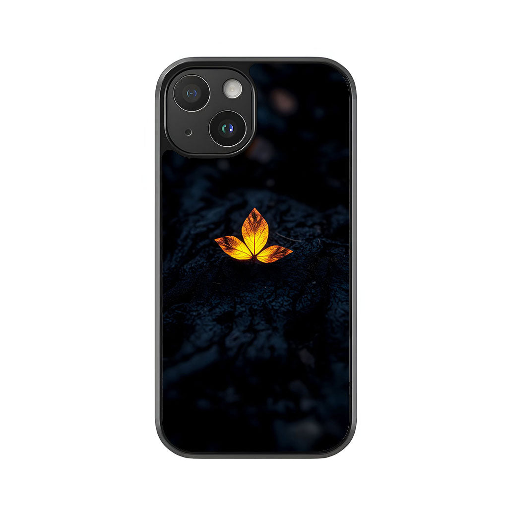 Glowing Golden Leaf Phone Case - Dark Nature Design Metal Case
