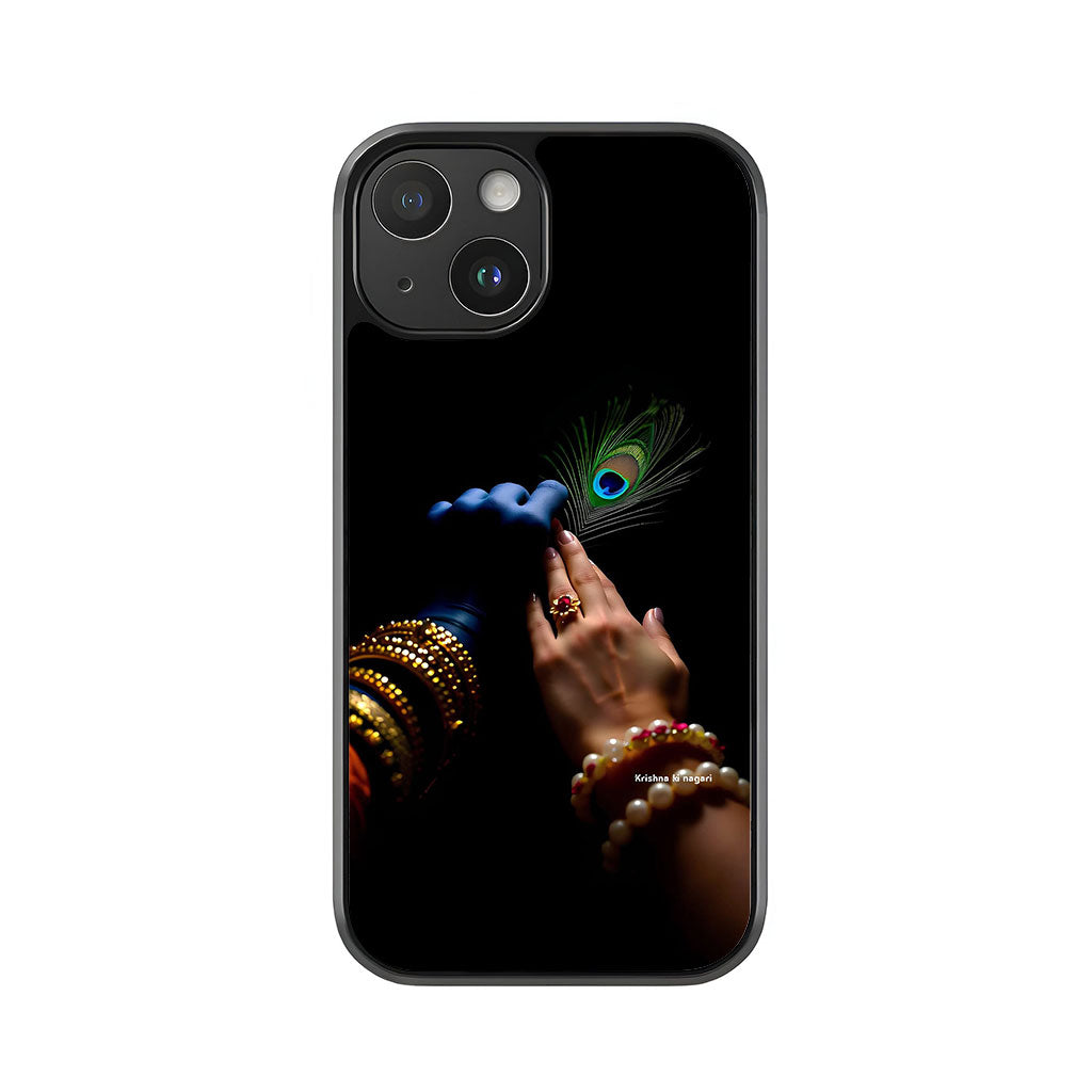 Radha Krishna Phone Case - Peacock Feather Design Metal Case