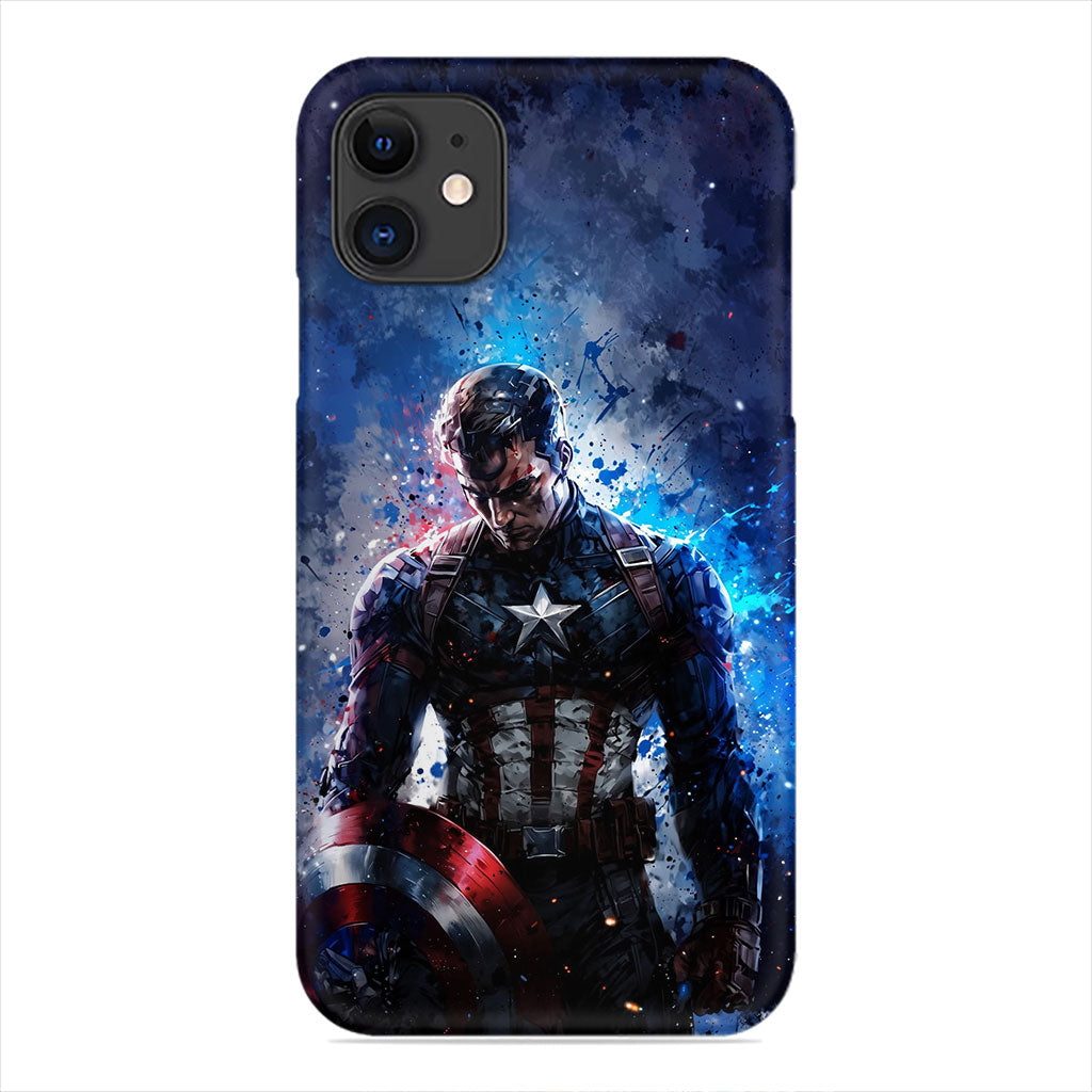 Captain America Phone Case - Watercolor Splatter Art Design