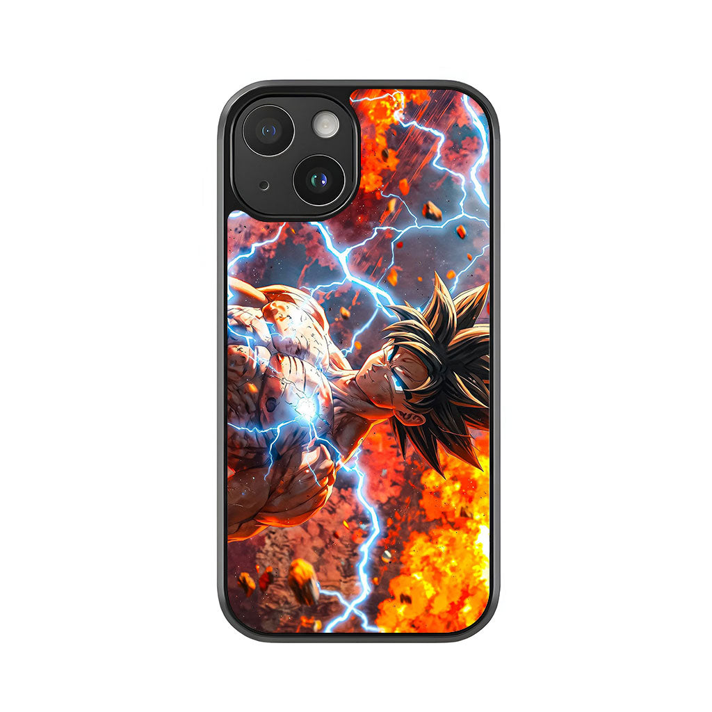 Goku Super Saiyan Phone Case - Lightning Battle Design Metal Case