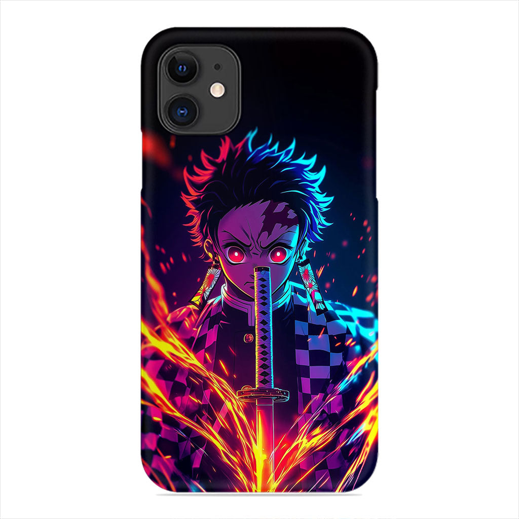 Tanjiro Demon Slayer Phone Case - Neon Blade Art Design