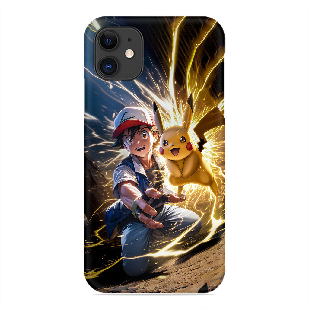 Ash and Pikachu Phone Case - Electric Power Design