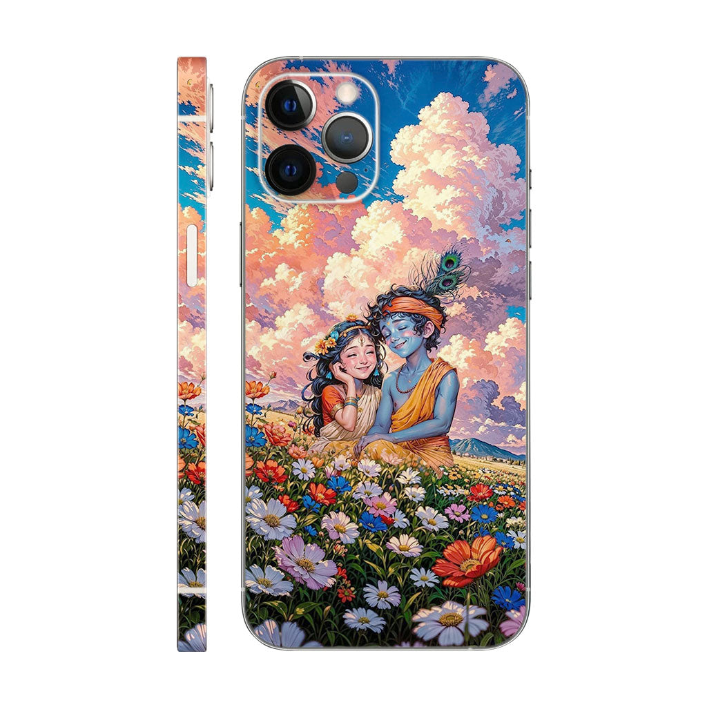 Radha Krishna Phone Case - Floral Garden Design 6D Skin