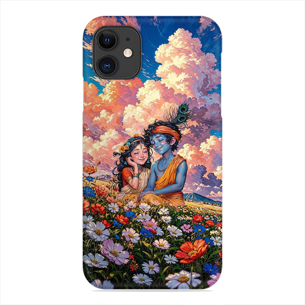 Radha Krishna Phone Case - Floral Garden Design