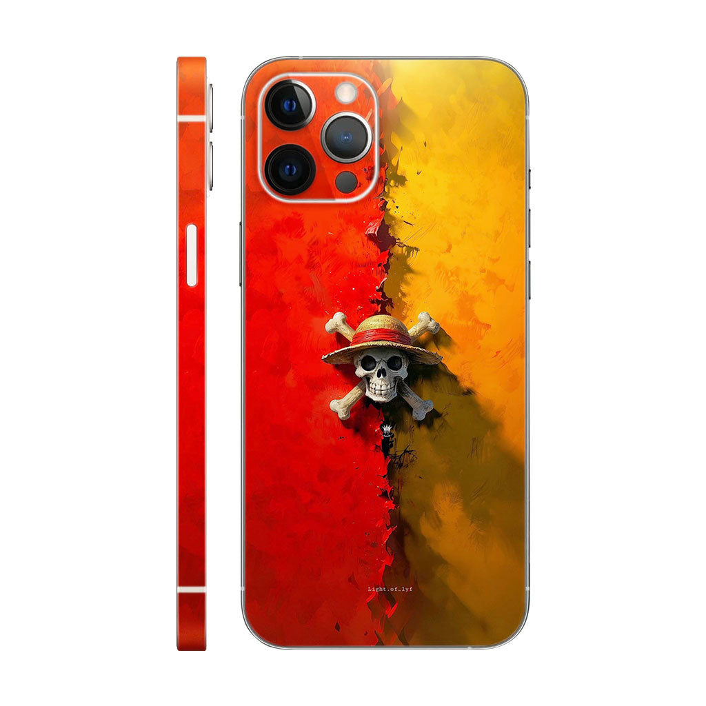 One Piece Jolly Roger Phone Case - Red & Yellow Split Design 6D Skin