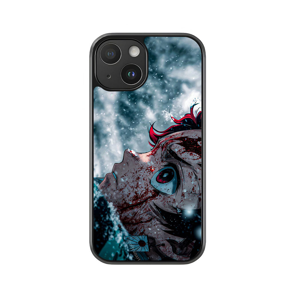 Tanjiro Demon Slayer Phone Case - Snowy Battle Design Metal Case