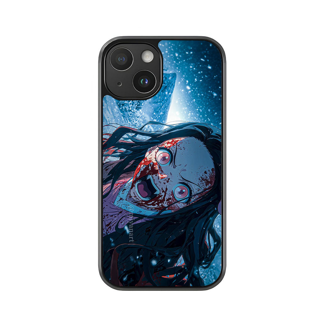 Nezuko Demon Slayer Phone Case - Bloody Snow Art Design Metal Case