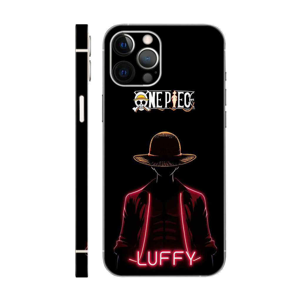 Luffy Phone Case - Red Neon Silhouette Design 6D Skin