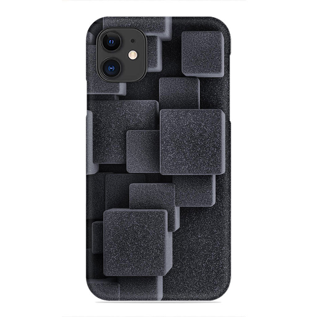 Textured 3D Black Cubes – Geometric Minimalism Case