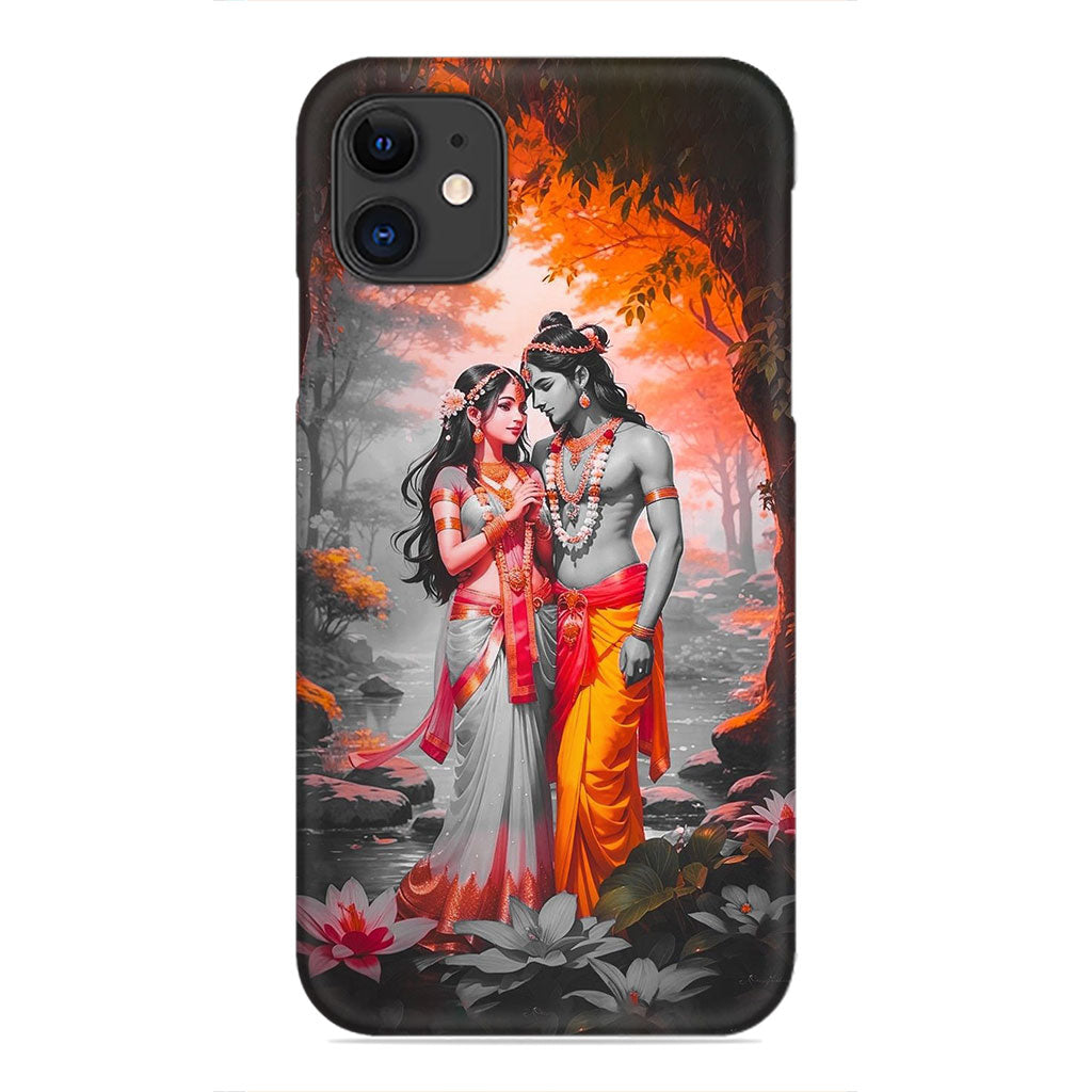 Divine Love of Lord Radha Krishna in Tranquil Forest Phone Case