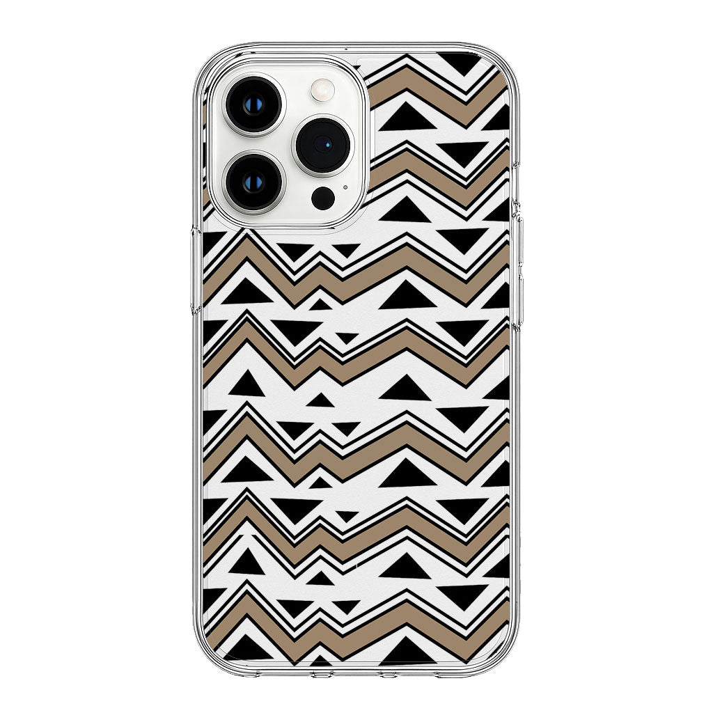 Black and Beige Tribal Zigzag Pattern Clear Silicone Cover