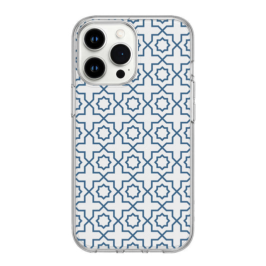Blue Geometric Star Pattern Clear Silicone Cover