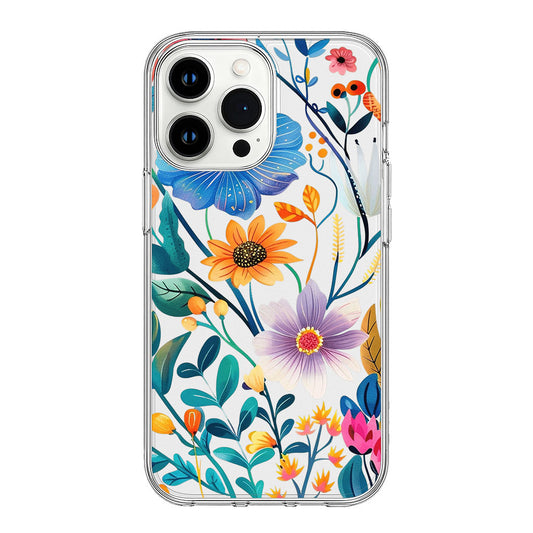 Vibrant Botanical Garden with Colorful Floral Design Clear Silicon Cover