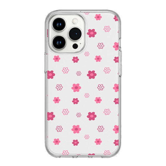 Playful Pink Floral Pattern-Minimal Daisy Design Clear Silicone Cover