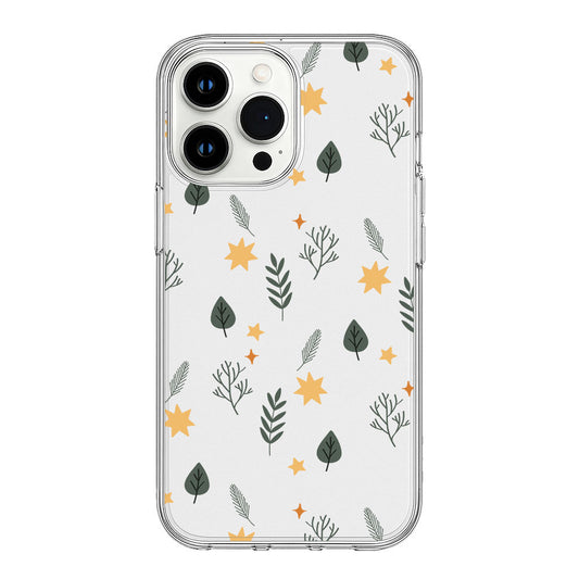 Minimalist Autumn Leaves and Stars Clear Silicone Cover