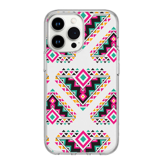 Vibrant Aztec Pattern in Pink, Teal, and Yellow Clear Silicone Cover