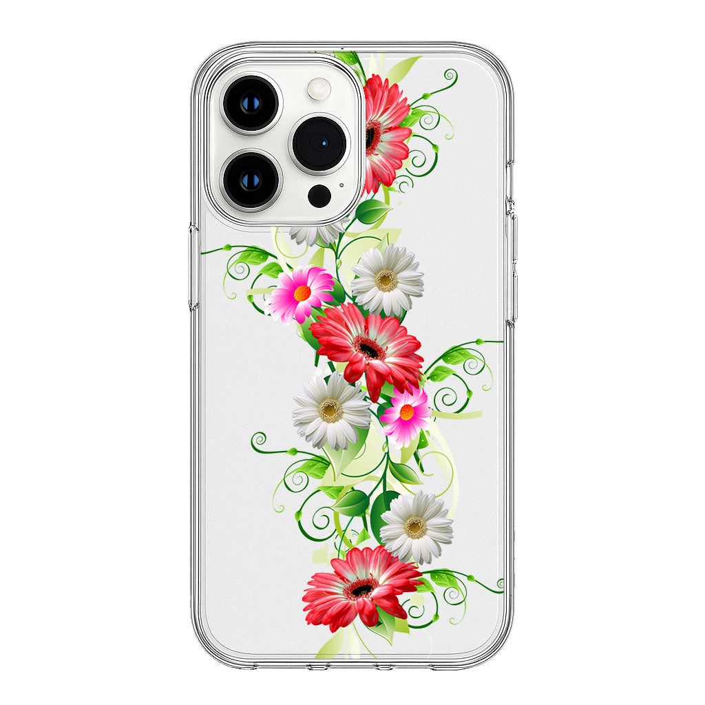Vibrant Daisy and Vine Design Clear Silicone Cover