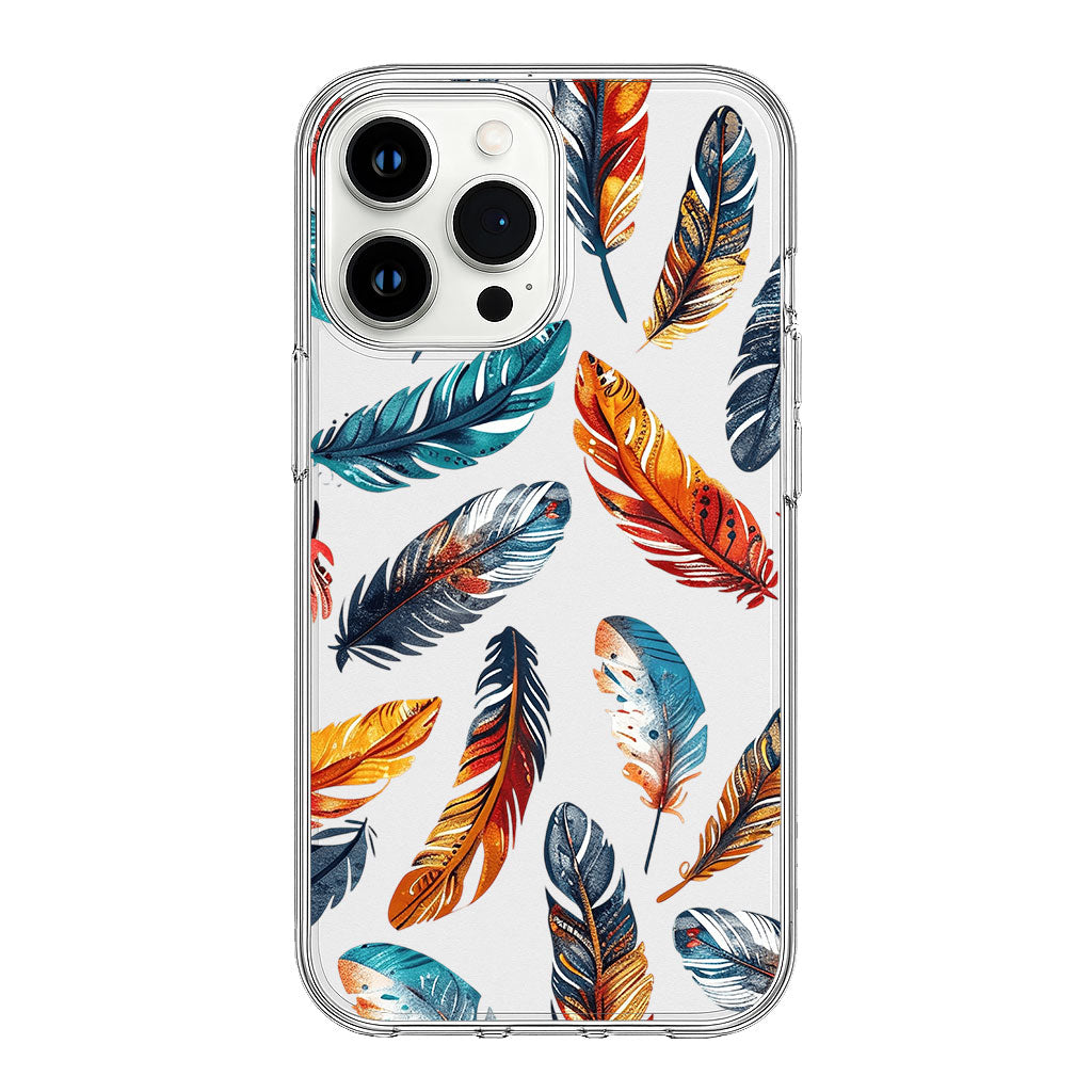 Colorful Feather Pattern Clear Silicone Cover