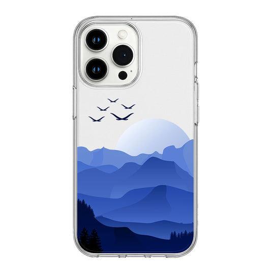 Soaring Over Blue Horizons – Minimalist Mountain Clear Silicone Cover