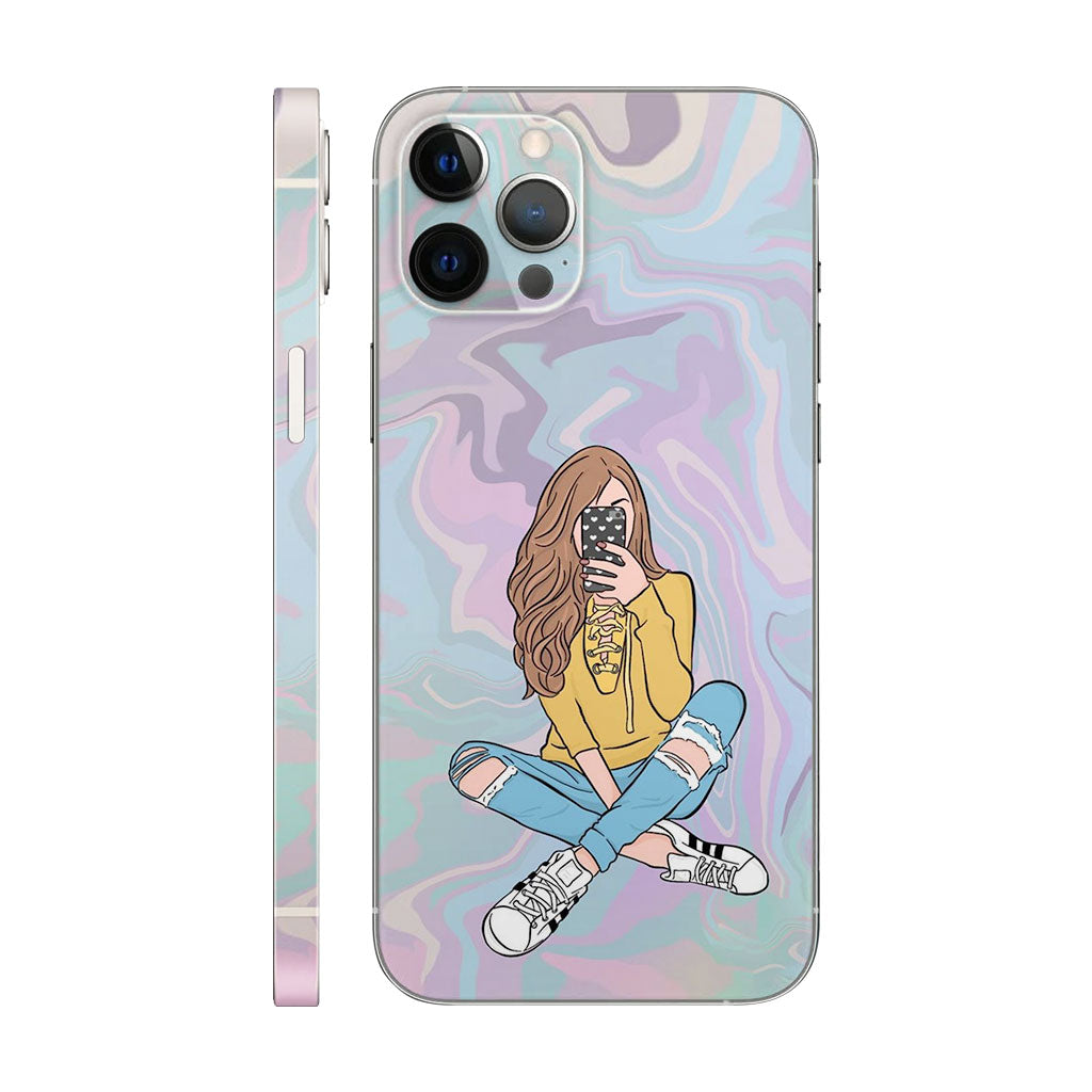 Stylish Girl With Phone Mobile 6D Skin