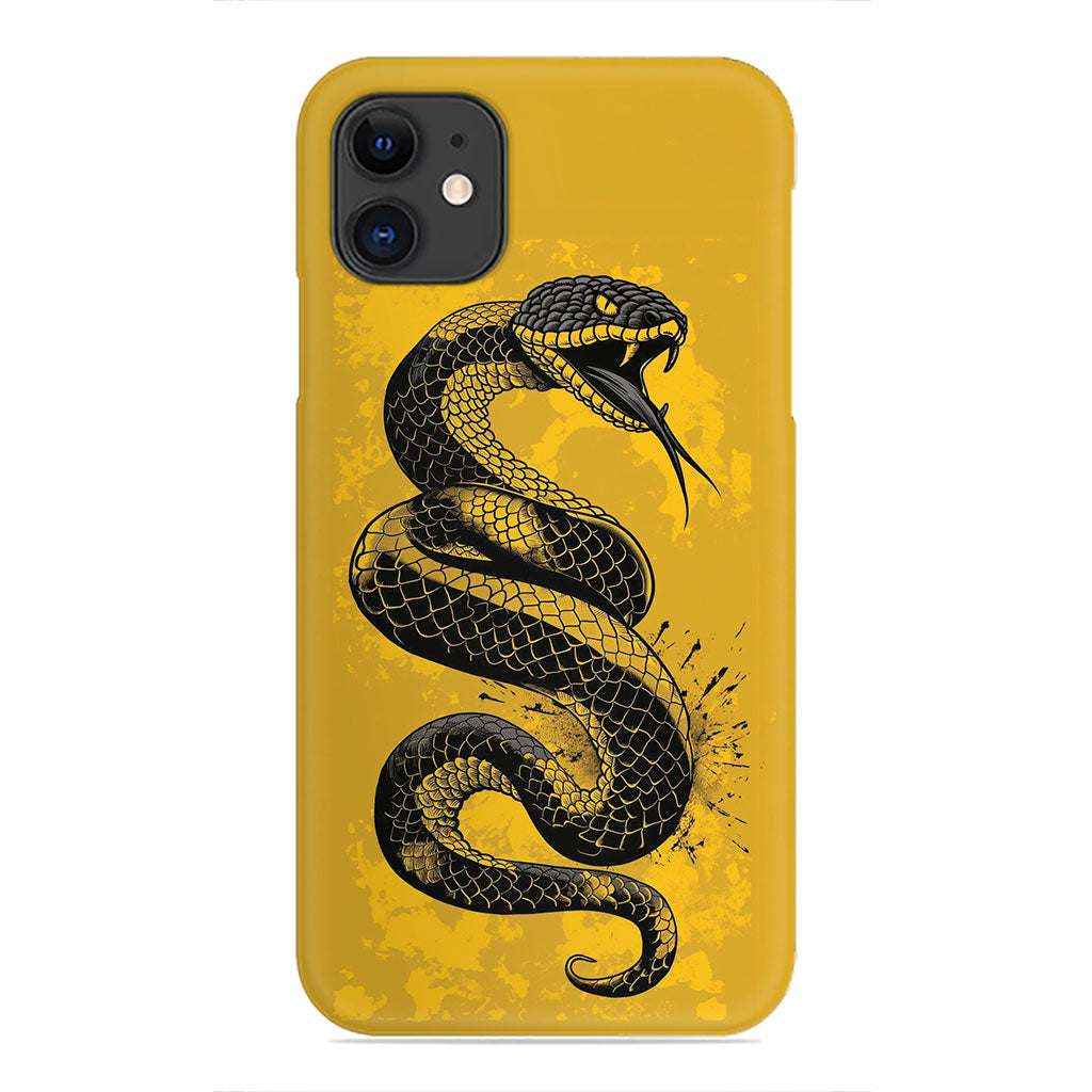 Venomous Vibe – Striking Serpent on Gold Phone Case